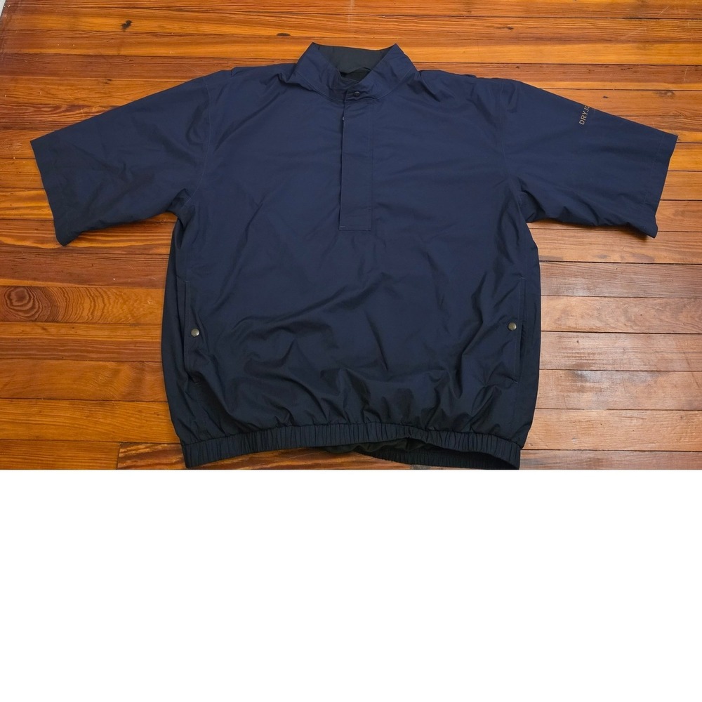 FootJoy DryJoys Mens XL Navy Blue Short Sleeve Golf Windshirt Quarter Zip Jacket